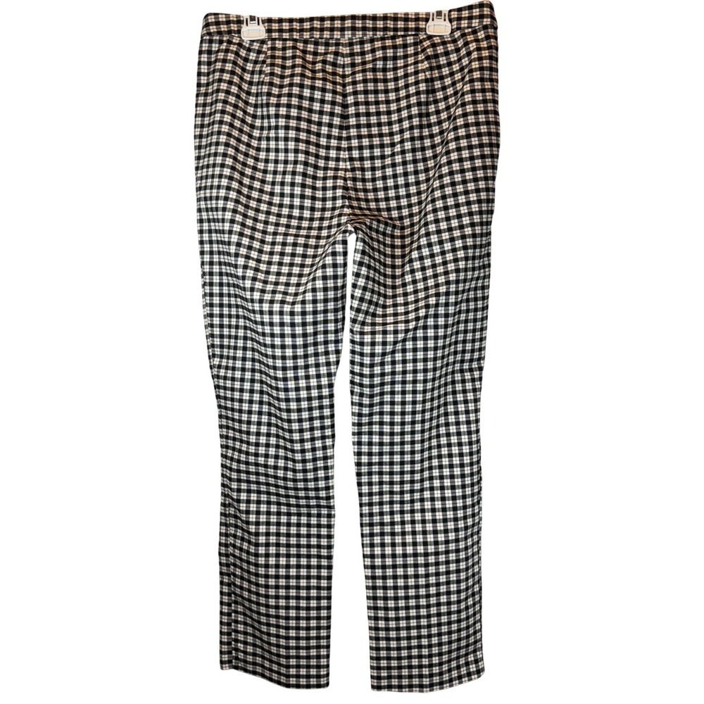 Gingham Stretch Pull-On Pants Women's 12 Preppy Business Casual Workwear Staple - Picture 3 of 9